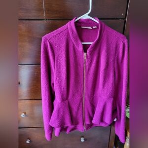 George Simonton textured knit zip peplum jacket